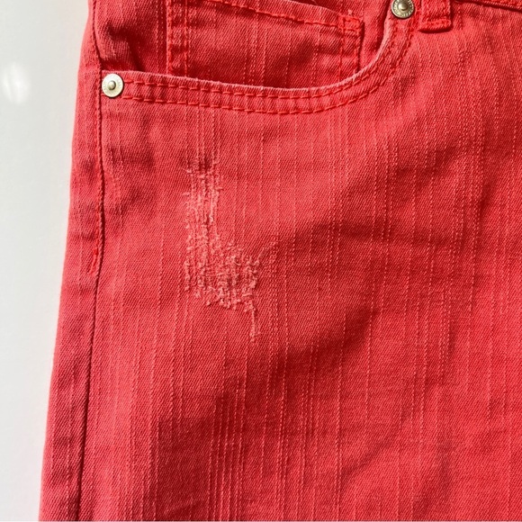 Seven 7  Jeans Denim Jean Shorts Coral Orange Stretch Cotton Beachy Distressed 8 - Picture 12 of 13